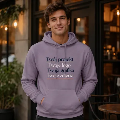 Bluza z Kapturem College Hoodie - Nadruk - kolor Dusty Lilac Bluza z Kapturem College Hoodie - Nadruk - kolor Dusty Lilac