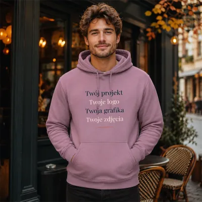 Bluza z Kapturem College Hoodie - Nadruk - kolor Dusty Purple Bluza z Kapturem College Hoodie - Nadruk - kolor Dusty Purple