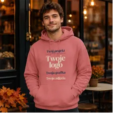 Bluza z Kapturem College Hoodie  - Nadruk -  kolor Dusty Rose