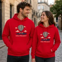 Bluza z Kapturem College Hoodie  - Nadruk -  kolor Fire Red