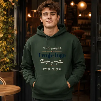 Bluza z Kapturem College Hoodie - Nadruk - kolor Forest Green Bluza z Kapturem College Hoodie - Nadruk - kolor Forest Green