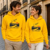 Bluza z Kapturem College Hoodie  - Nadruk -  kolor Gold