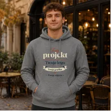 Bluza z Kapturem College Hoodie  - Nadruk -  kolor Graphite Heather