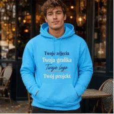 Bluza z Kapturem College Hoodie  - Nadruk -  kolor Hawaiian Blue