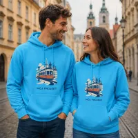 Bluza z Kapturem College Hoodie  - Nadruk -  kolor Hawaiian Blue