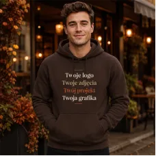 Bluza z Kapturem College Hoodie  - Nadruk -  kolor Hot Chocolate
