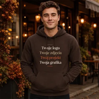 Bluza z Kapturem College Hoodie - Nadruk - kolor Hot Chocolate Bluza z Kapturem College Hoodie - Nadruk - kolor Hot Chocolate