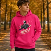 Bluza z Kapturem College Hoodie  - Nadruk -  kolor Hot Pink