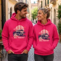 Bluza z Kapturem College Hoodie  - Nadruk -  kolor Hot Pink