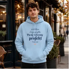 Bluza z Kapturem College Hoodie  - Nadruk -  kolor Ice Blue