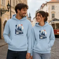 Bluza z Kapturem College Hoodie  - Nadruk -  kolor Ice Blue