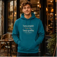 Bluza z Kapturem College Hoodie  - Nadruk -  kolor Jade