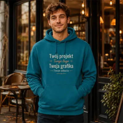 Bluza z Kapturem College Hoodie - Nadruk - kolor Jade Bluza z Kapturem College Hoodie - Nadruk - kolor Jade