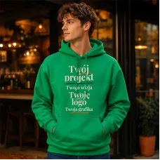 Bluza z Kapturem College Hoodie  - Nadruk -  kolor Kelly Green