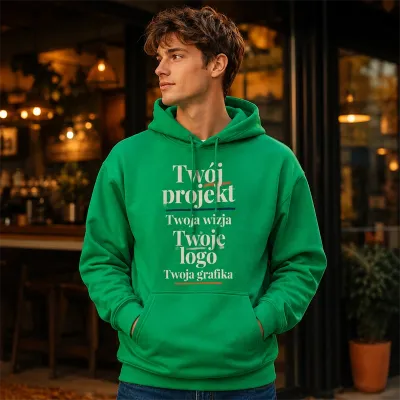Bluza z Kapturem College Hoodie - Nadruk - kolor Kelly Green Bluza z Kapturem College Hoodie - Nadruk - kolor Kelly Green