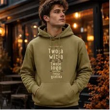 Bluza z Kapturem College Hoodie  - Nadruk -  kolor Khaki