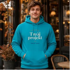 Bluza z Kapturem College Hoodie  - Nadruk -  kolor Lagoon Blue