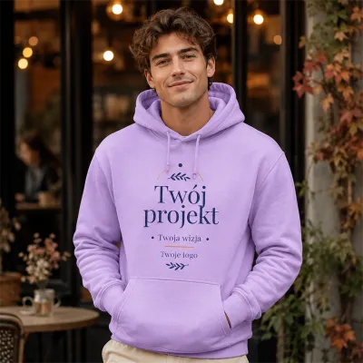 Bluza z Kapturem College Hoodie - Nadruk - kolor Lavender Bluza z Kapturem College Hoodie - Nadruk - kolor Lavender