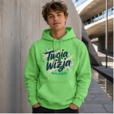 Bluza z Kapturem College Hoodie  - Nadruk -  kolor Lime Green