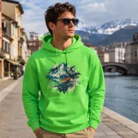 Bluza z Kapturem College Hoodie - Nadruk - kolor Lime Green Bluza z Kapturem College Hoodie - Nadruk - kolor Lime Green