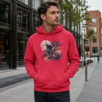 Bluza z Kapturem College Hoodie  - Nadruk -  kolor Lipstick Pink