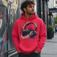 Bluza z Kapturem College Hoodie  - Nadruk -  kolor Lipstick Pink