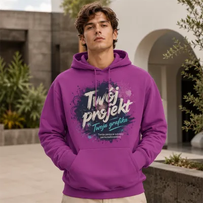 Bluza z Kapturem College Hoodie - Nadruk - kolor Magenta Magic Bluza z Kapturem College Hoodie - Nadruk - kolor Magenta Magic