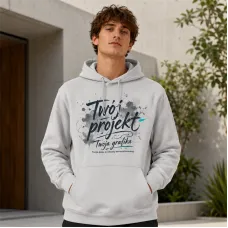 Bluza z Kapturem College Hoodie  - Nadruk -  kolor Moondust Grey (Solid)