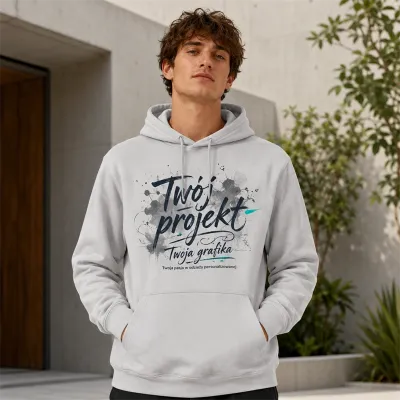 Bluza z Kapturem College Hoodie  - Nadruk -  kolor Moondust Grey (Solid)