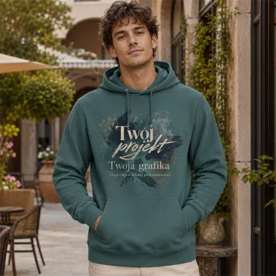 Bluza z Kapturem College Hoodie - Nadruk - kolor Moss Green Bluza z Kapturem College Hoodie - Nadruk - kolor Moss Green