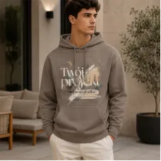 Bluza z Kapturem College Hoodie  - Nadruk -  kolor Natural Clay