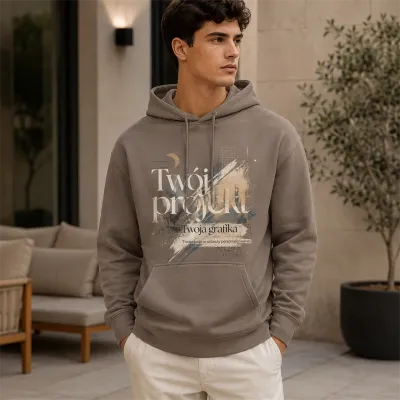Bluza z Kapturem College Hoodie - Nadruk - kolor Natural Clay Bluza z Kapturem College Hoodie - Nadruk - kolor Natural Clay