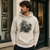 Bluza z Kapturem College Hoodie  - Nadruk -  kolor Natural Stone