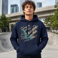 Bluza z Kapturem College Hoodie  - Nadruk -  kolor Navy Smoke