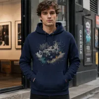 Bluza z Kapturem College Hoodie  - Nadruk -  kolor Navy Smoke