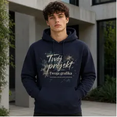 Bluza z Kapturem College Hoodie  - Nadruk -  kolor New French Navy