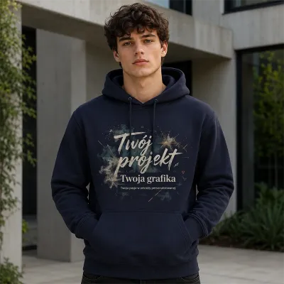 Bluza z Kapturem College Hoodie  - Nadruk -  kolor New French Navy