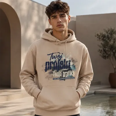 Bluza z Kapturem College Hoodie - Nadruk - kolor Nude Bluza z Kapturem College Hoodie - Nadruk - kolor Nude