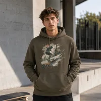 Bluza z Kapturem College Hoodie - Nadruk - kolor Olive Green Bluza z Kapturem College Hoodie - Nadruk - kolor Olive Green