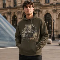 Bluza z Kapturem College Hoodie - Nadruk - kolor Olive Green Bluza z Kapturem College Hoodie - Nadruk - kolor Olive Green