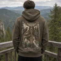 Bluza z Kapturem College Hoodie - Nadruk - kolor Olive Green Bluza z Kapturem College Hoodie - Nadruk - kolor Olive Green