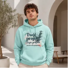 Bluza z Kapturem College Hoodie  - Nadruk -  kolor Peppermint