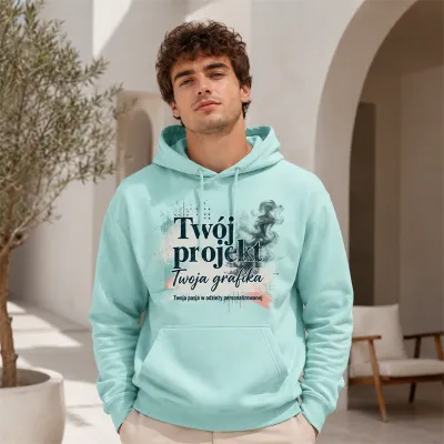 Bluza z Kapturem College Hoodie  - Nadruk -  kolor Peppermint