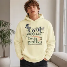 Bluza z Kapturem College Hoodie  - Nadruk -  kolor Pina Colada