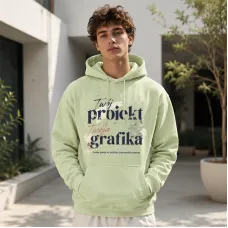 Bluza z Kapturem College Hoodie  - Nadruk -  kolor Pistachio Green