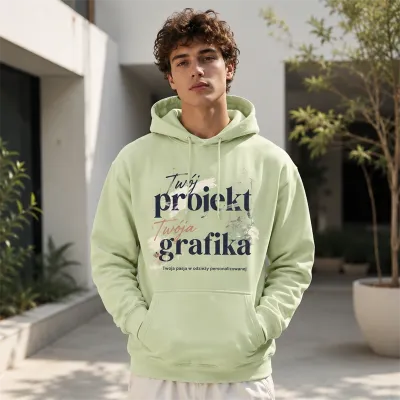 Bluza z Kapturem College Hoodie - Nadruk - kolor Pistachio Green Bluza z Kapturem College Hoodie - Nadruk - kolor Pistachio Green