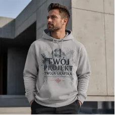 Bluza z Kapturem College Hoodie  - Nadruk -  kolor Platinum Grey