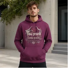 Bluza z Kapturem College Hoodie  - Nadruk -  kolor Plum