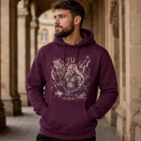 Bluza z Kapturem College Hoodie  - Nadruk -  kolor Plum