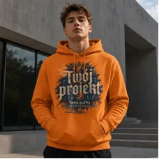 Bluza z Kapturem College Hoodie  - Nadruk -  kolor Pumpkin Pie